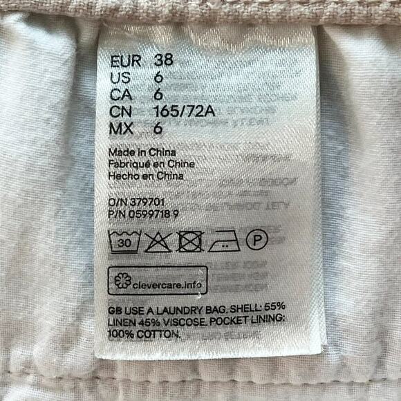 H&M Linen-blend Drawstring Shorts Light Powder Pink - Picture 12 of 14